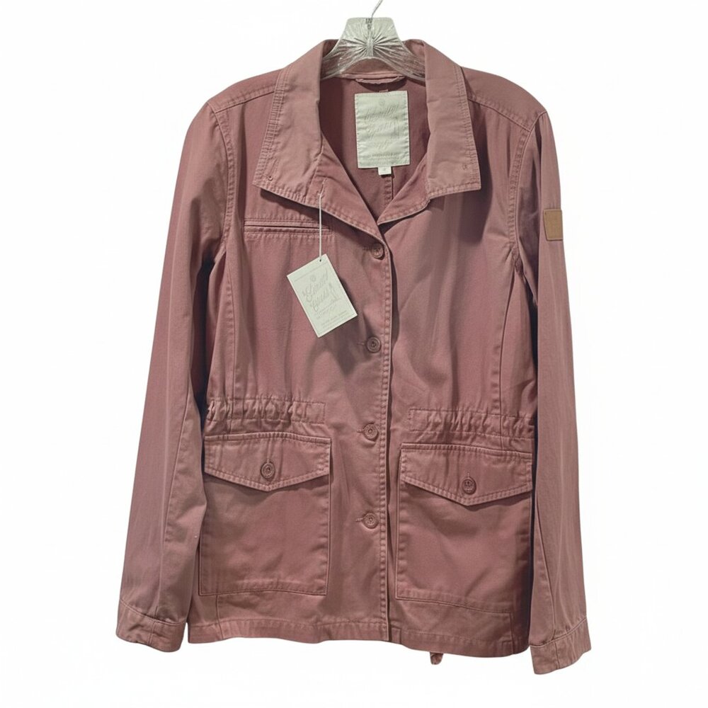 ELEMENT Eden Tango Red/Dusty Rose Long Sleeve Twill Button Up Jacket Women M NWT